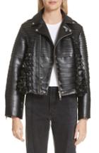 Women's Noir Kei Ninomiya Ribbon Faux Leather Jacket - Black
