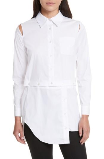 Women's Milly Fractured Poplin Blouse - White