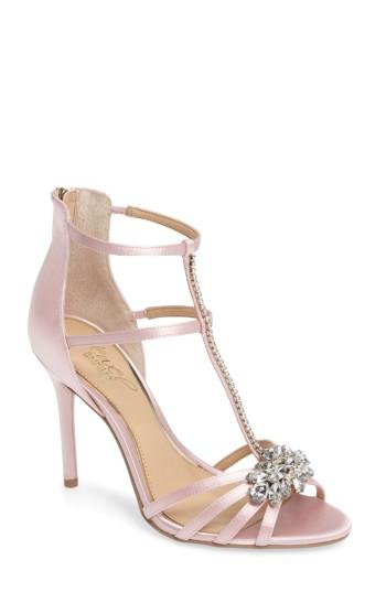 Women's Jewel Badgley Mischka Hazel Embellished T-strap Sandal .5 M - Pink