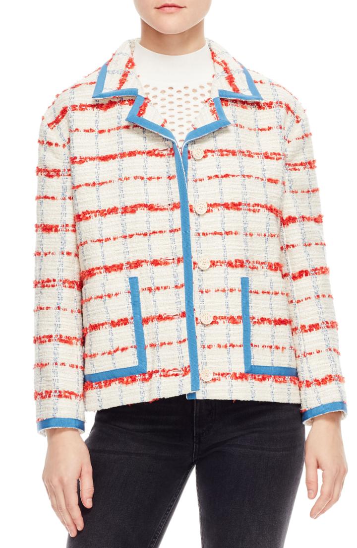 Women's Sandro Idaline Tweed Crop Jacket Us / 34 Fr - White