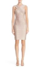 Women's Herve Leger 'stella' Crisscross Front Woodgrain Metallic Foil Bandage Dress