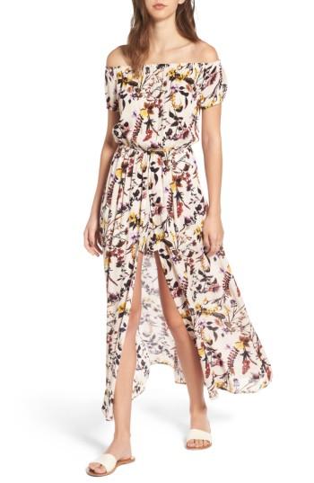 Women's Love, Fire Floral Print Off The Shoulder Maxi Romper