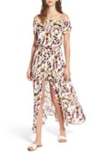 Women's Love, Fire Floral Print Off The Shoulder Maxi Romper