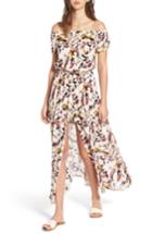 Women's Love, Fire Floral Print Off The Shoulder Maxi Romper