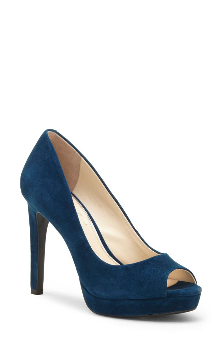 Women's Jessica Simpson Dalyn Peep Toe Pump .5 M - Blue/green