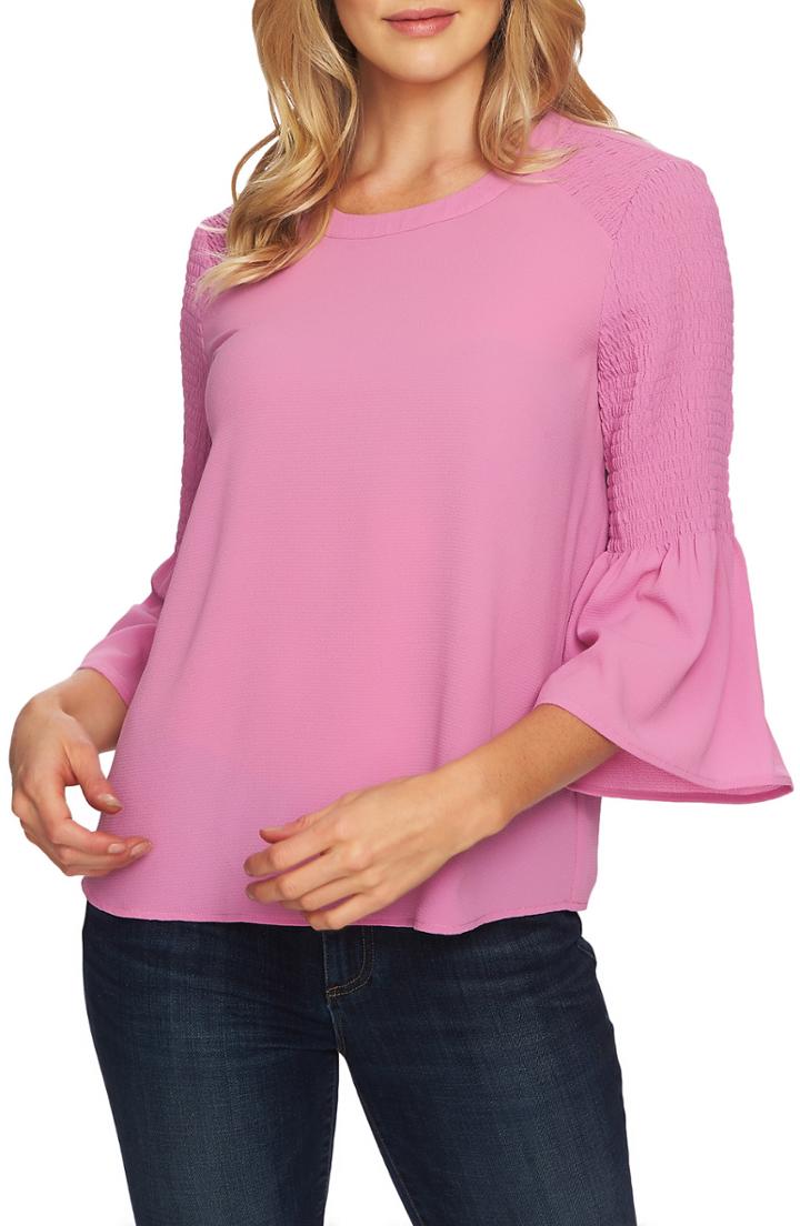 Women's Cece Smocked Sleeve Blouse, Size - Pink
