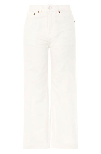 Women's Topshop Moto Cropped Wide Leg Non-stretch Jeans W X 30l (fits Like 24w) - White
