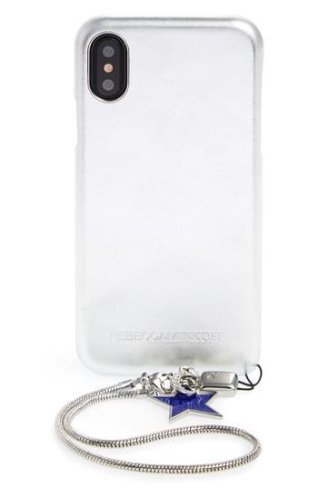 Rebecca Minkoff Metallic Leather Iphone X Wristlet Case With Charms - Metallic