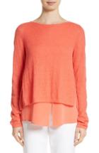 Women's St. John Collection Drop Needle Rib Knit Sweater - Coral