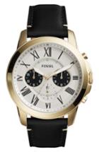 Men's Fossil Grant Chronograph Leather Strap Watch, 44mm