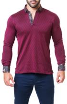 Men's Maceoo Newton Arrows Trim Fit Long Sleeve Polo - Purple