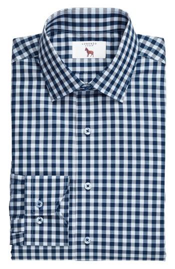 Men's Lorenzo Uomo Trim Fit Check Dress Shirt .5 - 32 - Blue