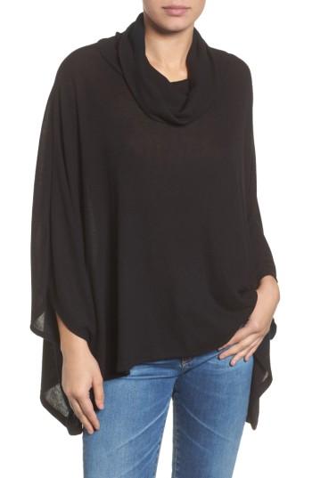 Women's Caslon Cowl Neck Poncho Top - Black