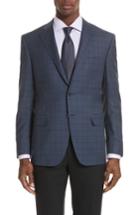 Men's Canali Classic Fit Check Wool Sport Coat Us / 48 Eu R - Blue