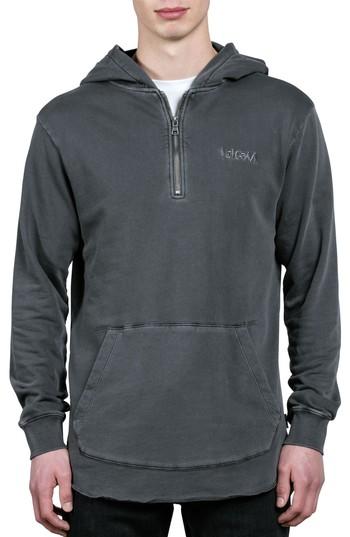 Men's Volcom Cassette Embroidered Half Zip Hoodie - Black
