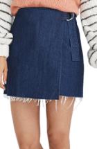 Women's Madewell Denim Raw Hem Mini Wrap Skirt - Blue