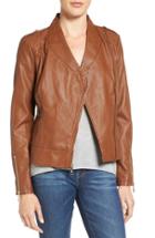Women's Guess Faux Leather Moto Jacket - Brown
