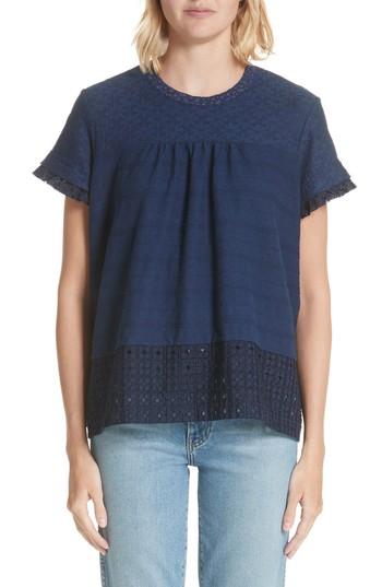 Women's Tricot Comme Des Garcons Eyelet Swing Tee - Blue