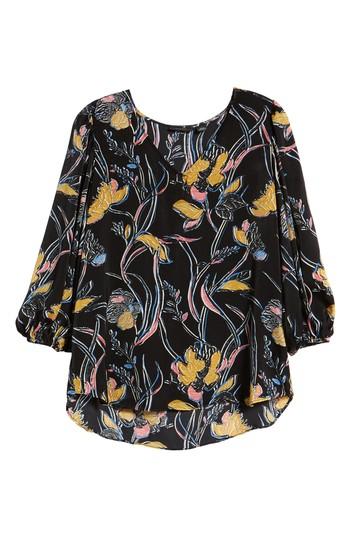 Petite Women's Halogen Blouson Sleeve Crepe Blouse P - Black