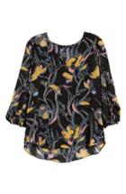 Petite Women's Halogen Blouson Sleeve Crepe Blouse P - Black
