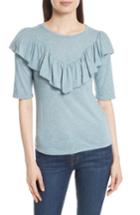 Women's Rebecca Taylor Ruffle Front Melange Jersey Top - Blue