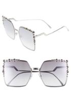 Women's Fendi 60mm Gradient Square Cat Eye Sunglasses - Palladium