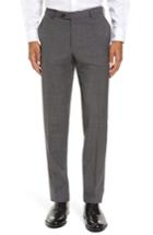 Men's Pal Zileri Marzotto Flat Front Check Wool Trousers Us/ 54 Eu - Grey