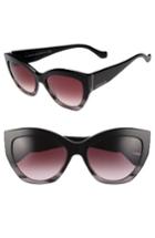 Women's Balenciaga 56mm Cat Eye Sunglasses - Striped Black/ Opal/ Ruthenium
