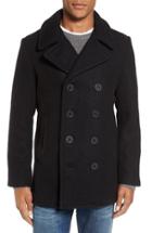 Men's Schott Nyc Embroidered Wool Blend Peacoat