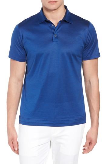 Men's David Donahue Fine Line Polo, Size - Blue