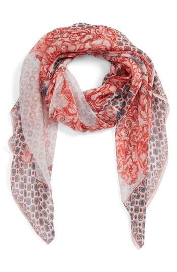 Women's Nordstrom Silk Chiffon Oblong Scarf, Size - Red