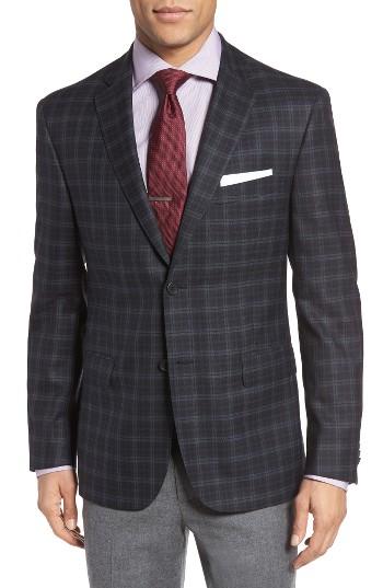 Men's Jb Britches Classic Fit Plaid Wool Sport Coat R - Blue