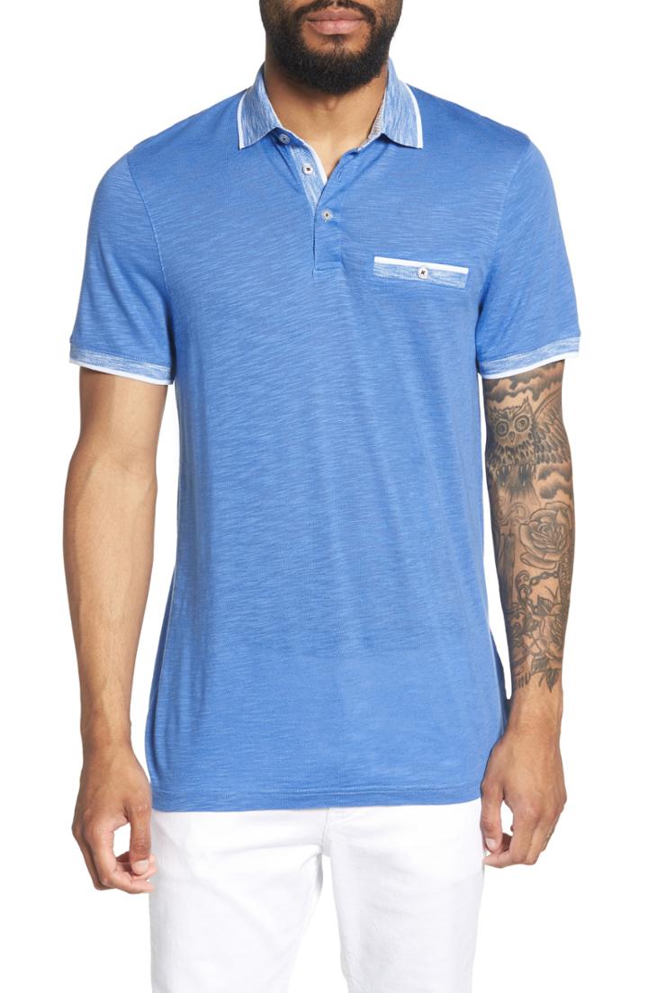 Men's Ted Baker London Dalmat Trim Fit Cotton & Modal Polo (3xl) - Blue