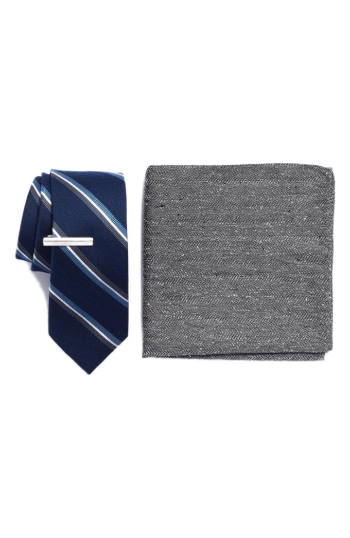 Men's The Tie Bar Short Cut Stripe 3-piece Skinny Tie Style Box