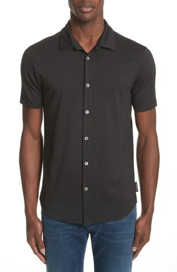 Men's Emporio Armani Slim Fit Horizontal Stripe Shirt - Black