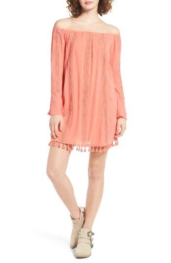 Women's Dee Elly Tassel Trim Off The Shoulder Dress - Pink