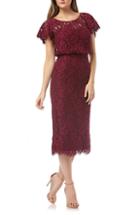 Women's Js Collections Embroidered Lace Blouson Cocktail Dress - Red