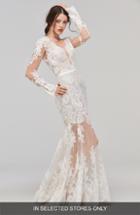 Women's Hayley Paige Stevie Illusion Off The Shoulder Gown