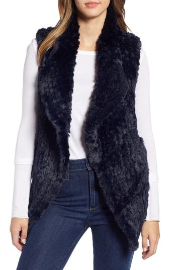 Women's Love Token Faux Fur Vest - Blue