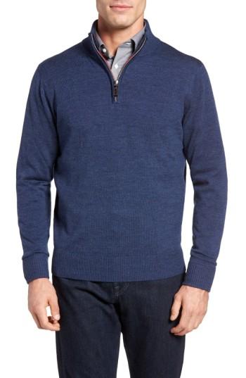 Men's Tailorbyrd Nisqually Quarter Zip Wool Sweater - Blue