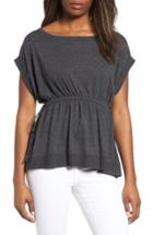 Women's Caslon Tie Waist Peplum Tee - Black