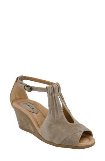 Women's Earth 'caper' T-strap Wedge Sandal .5 M - Brown