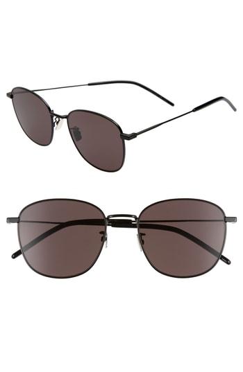 Men's Saint Laurent 56mm Square Sunglasses - Black