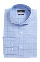 Men's Boss Mark Sharp Fit Plaid Dress Shirt .5l - Blue