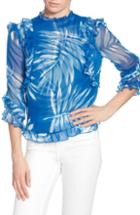 Women's Isabel Marant Etoile Mora Embroidered Ruffle Neck Blouse Us / 36 Fr - Blue