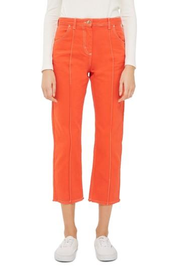 Women's Topshop Boutique Seam Front Crop Jeans Us (fits Like 2-4) X - Red