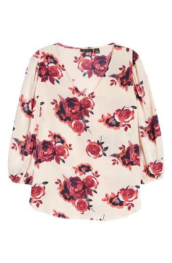 Petite Women's Halogen Blouson Sleeve Crepe Blouse, Size P - Pink