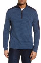 Men's Bugatchi Regular Fit Stripe Quarter Zip Pullover - Blue