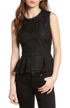 Women's Cupcakes And Cashmere Abriella Lace Peplum Top - Black