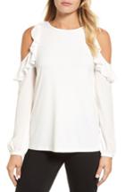Women's Halogen Cold Shoulder Mixed Media Top - Ivory